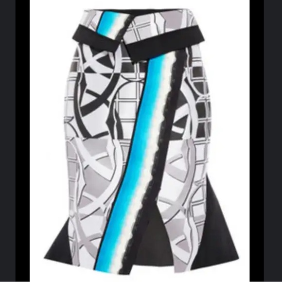 Peter Pilotto Black and White Asymmetrical Midi Skirt 12 - Picture 2 of 12